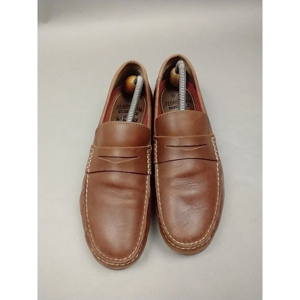 Florsheim Driver Mens Loafer Driving Moccasins Shoes Brown Leather‎ Slip-On 9.5